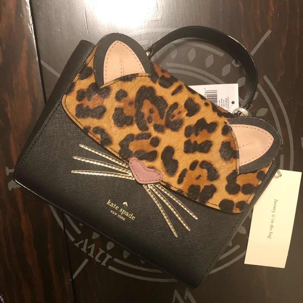 Kate Spade Leopard Kerrie Kitty Cat Purse